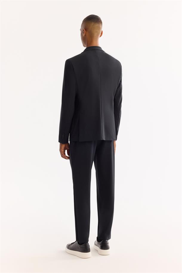 Siyah Mono Yaka Bi-Stretch Su İtici Kırışmayan Blazer Ceket