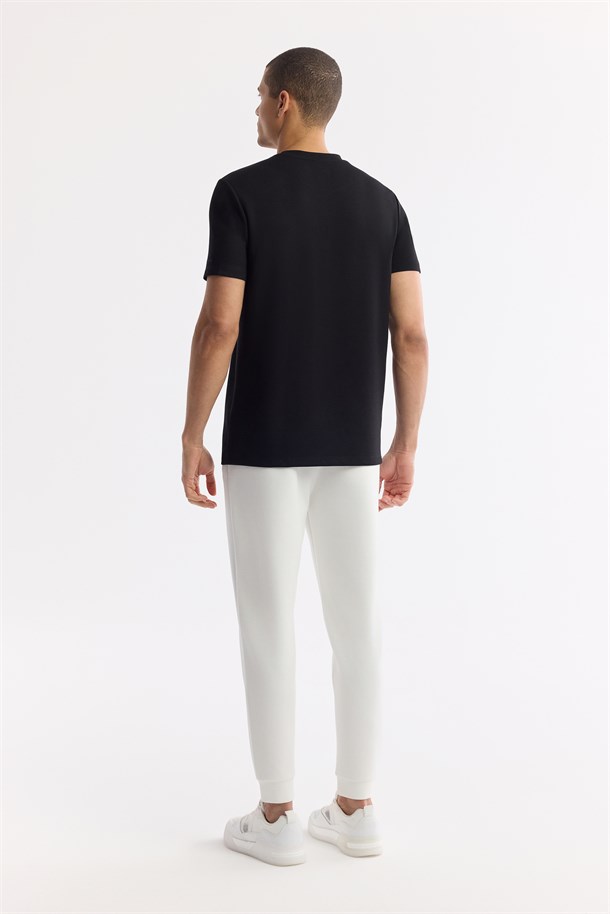 Black Round Neck Bi Stretch T-Shirt
