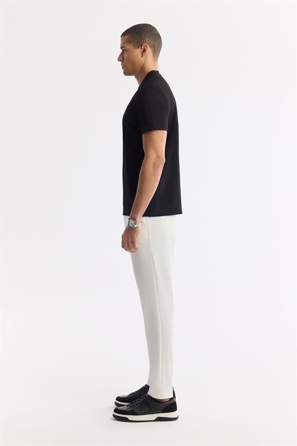 Siyah Bisiklet Yaka Baskılı Bi-Stretch İnterlok T-Shirt