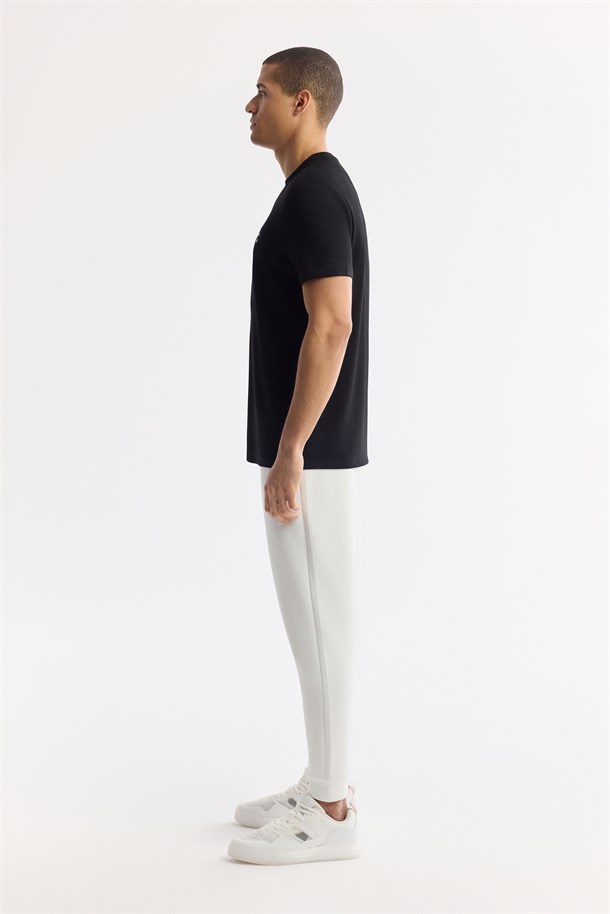Black Round Neck Bi Stretch T-Shirt