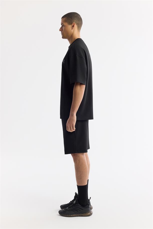 Siyah Bisiklet Yaka Pamuklu 2 İplik T-Shirt