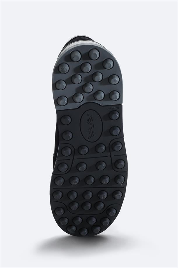 Siyah Süet Karışımlı Esnek Taban Hafif Casual Ayakkabı 