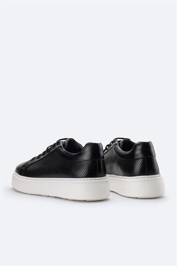 Siyah %100 Deri Esnek Taban Hafif Casual Ayakkabı 