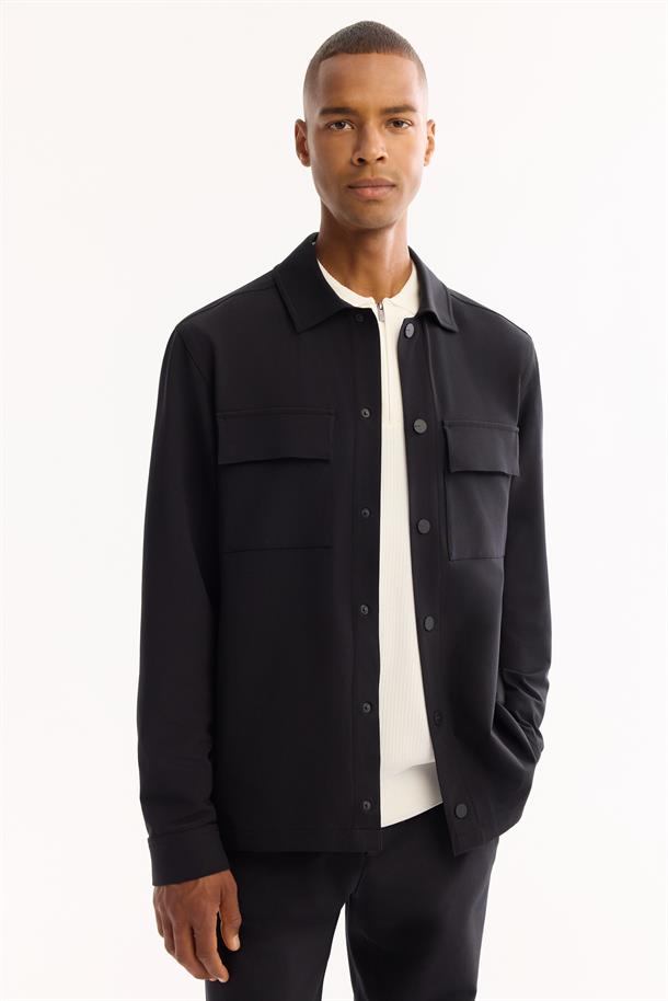 Black Classic Collar Quick-Dry Non-Iron Shirt Jacket