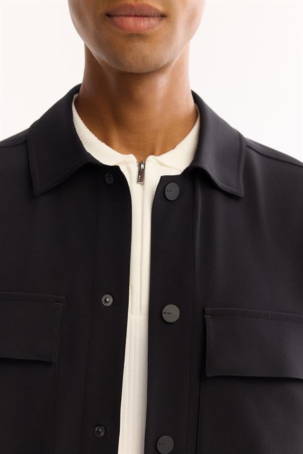 Black Classic Collar Quick-Dry Non-Iron Shirt Jacket