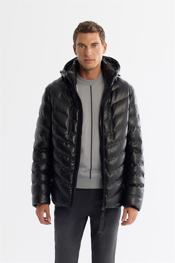 Black Hooded Padded Jacket