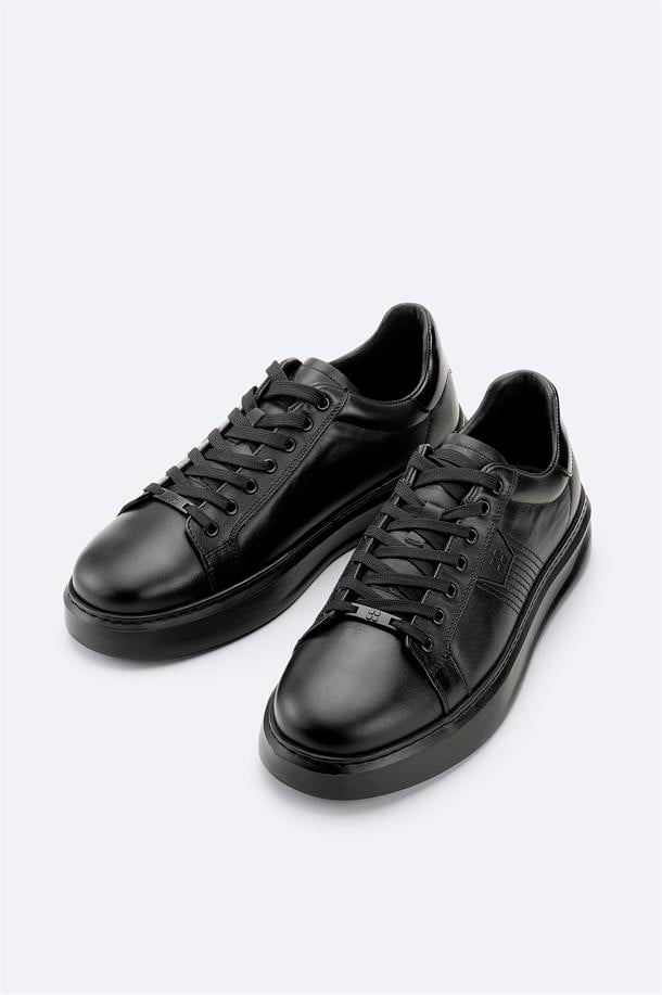 Siyah %100 Deri Esnek Taban Hafif Casual Ayakkabı