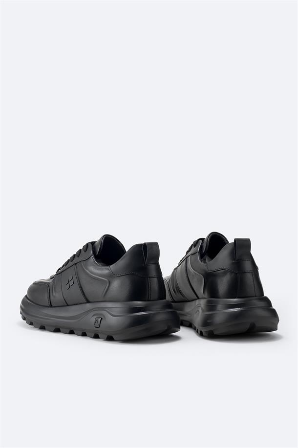 Siyah %100 Deri Esnek Taban Hafif Casual Ayakkabı