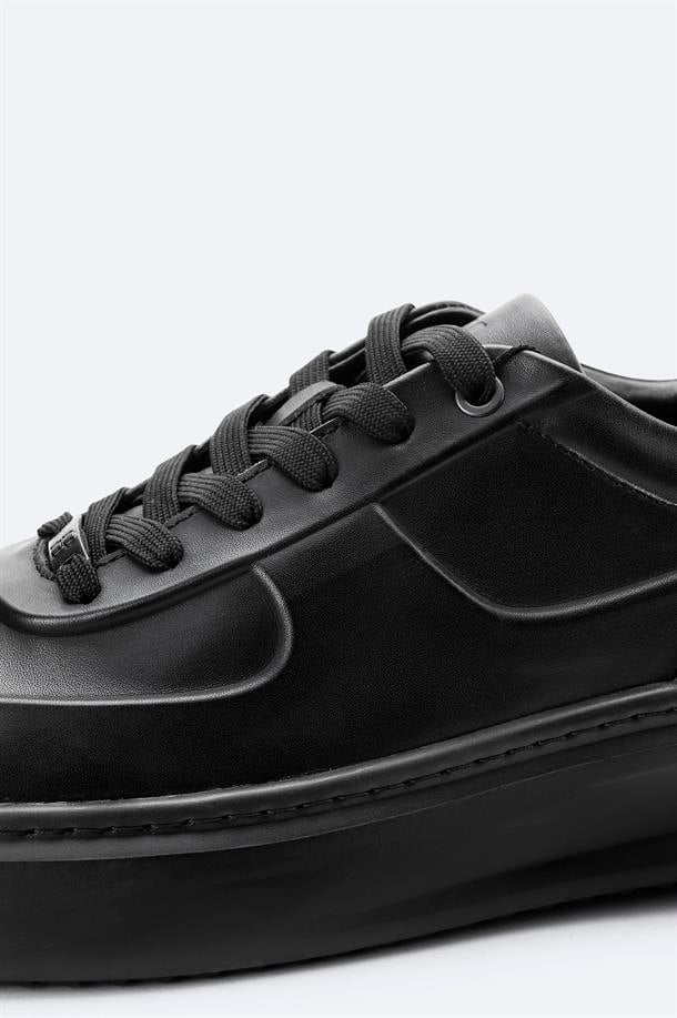 Siyah %100 Deri Esnek Taban Hafif Casual Ayakkabı