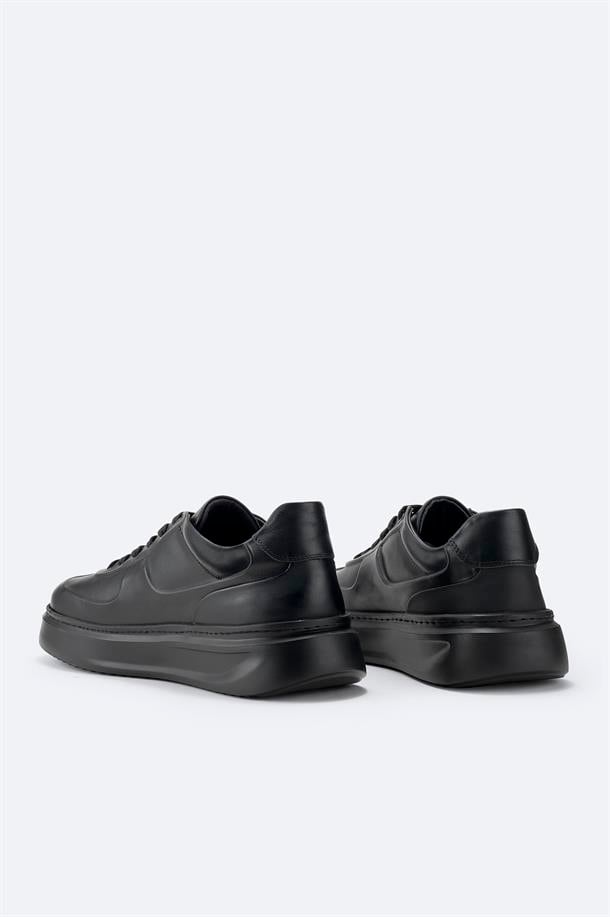 Siyah %100 Deri Esnek Taban Hafif Casual Ayakkabı