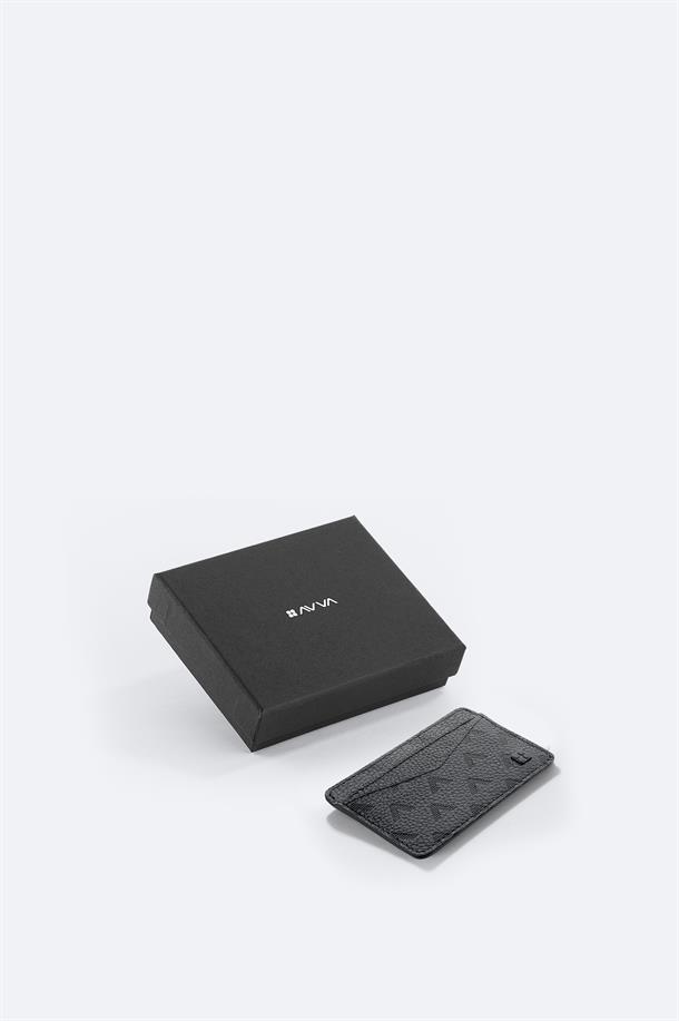 Black Leather Business Card Holder