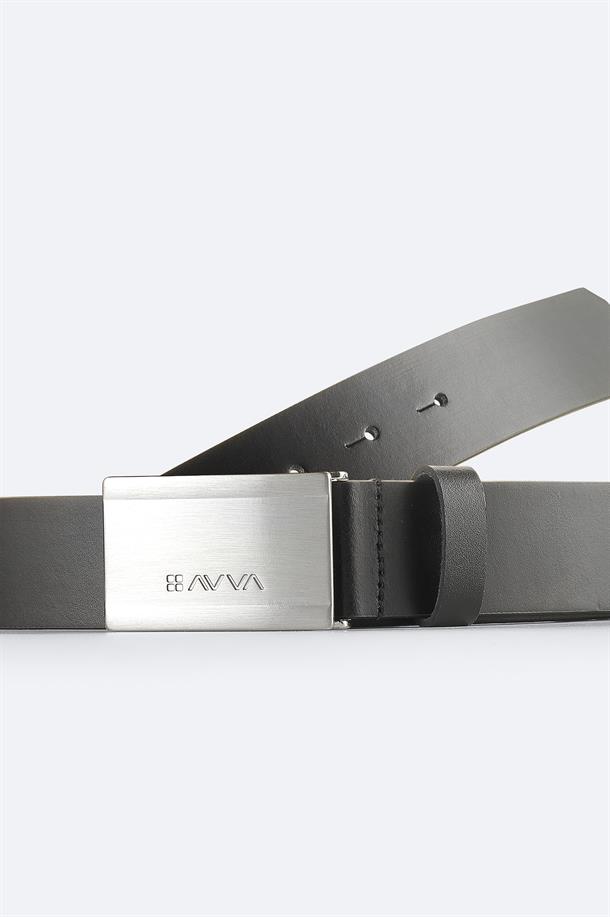 Siyah %100 Deri Dikdörtgen Tokalı Kemer