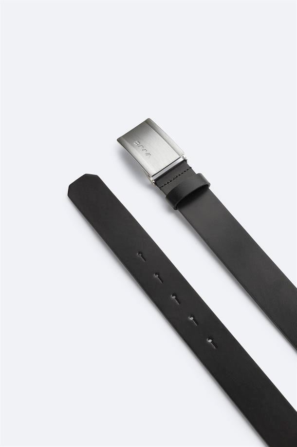 Siyah %100 Deri Dikdörtgen Tokalı Kemer