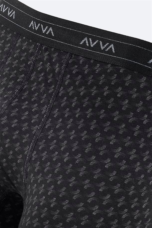 Black Patterned Cotton Boxer