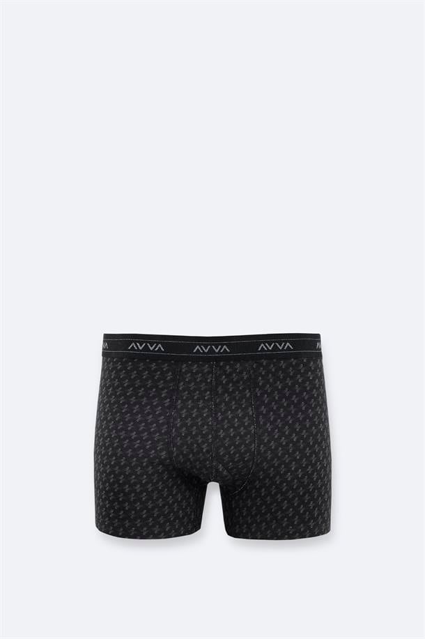 Black Patterned Cotton Boxer