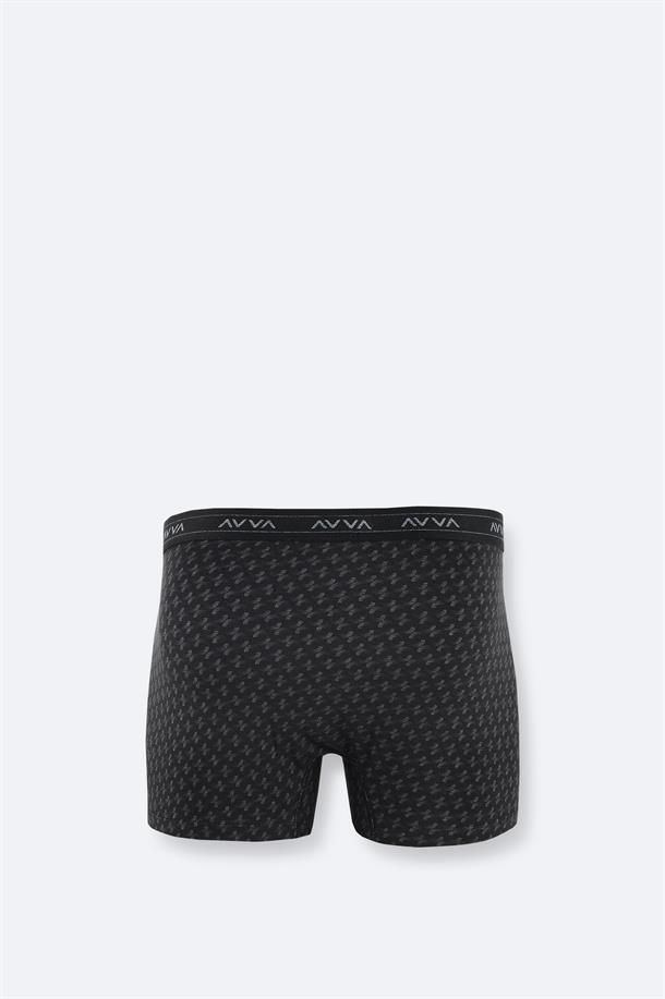 Black Patterned Cotton Boxer