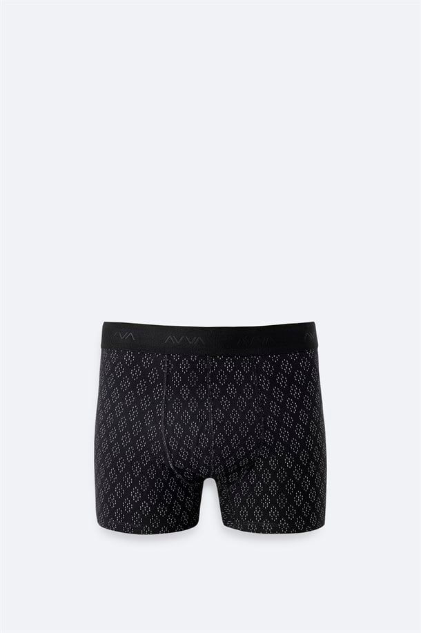 Siyah Desenli Tekli Boxer