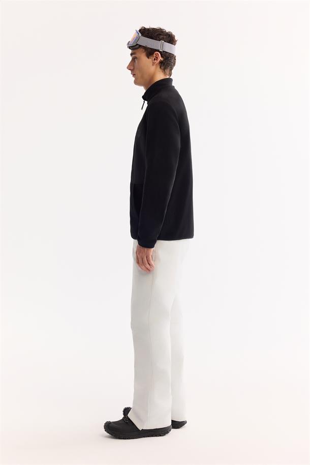 Siyah Dik Yaka Fermuarlı Soft Touch Polar Sweatshirt