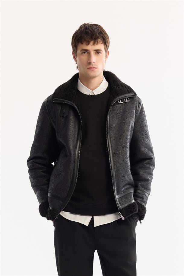 Siyah Dik Yaka Napa Mont