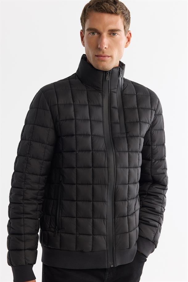 Black Quilted Puffer Jacket