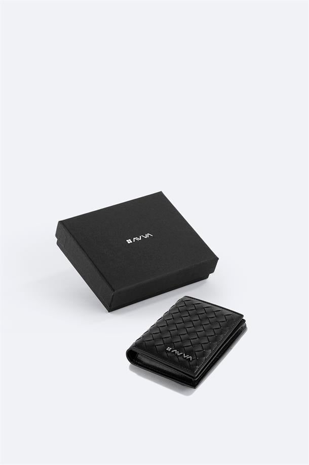 Siyah Hediye Kutulu Dokulu Cüzdan