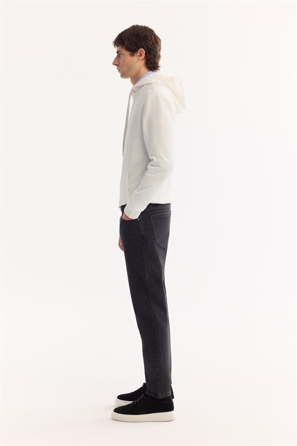 Siyah Klasik Bel Pamuklu Eskitme Yıkamalı Jean Pantolon