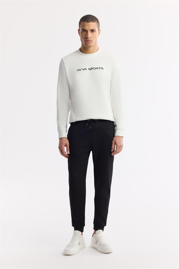 Siyah Beli Lastikli Bağcıklı Bi-Stretch Eşofman Altı