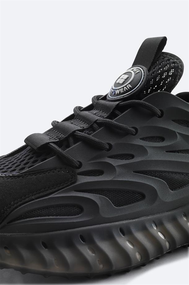 Siyah Nefes Alan Hafif Sneaker Ayakkabı