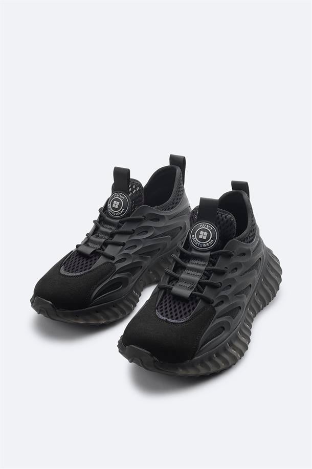 Siyah Nefes Alan Hafif Sneaker Ayakkabı