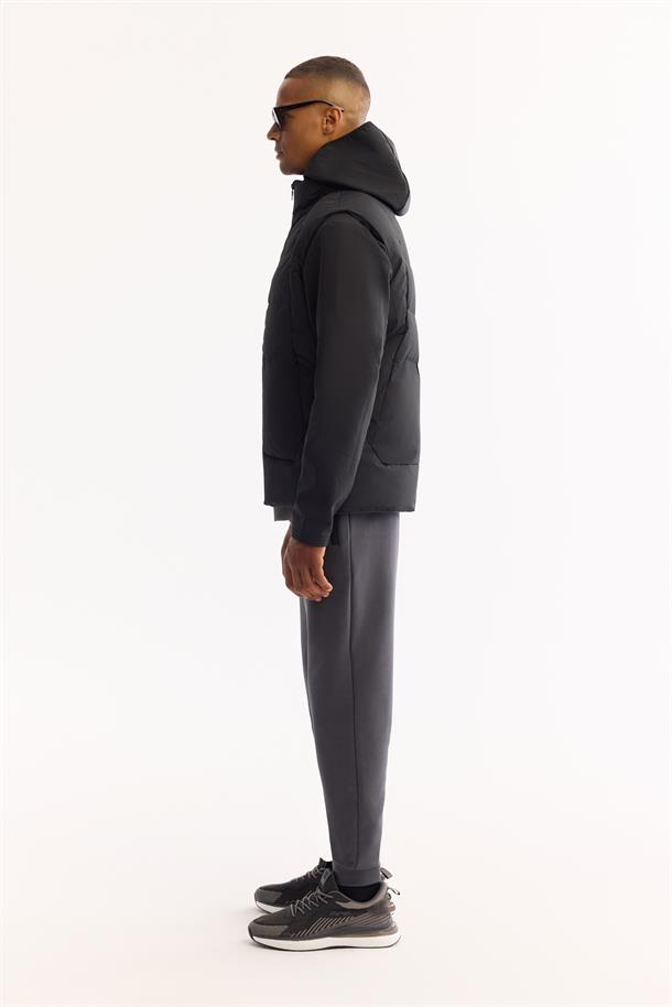 Black Functional Reversible Hooded Water Repellent Lightweight Jacket