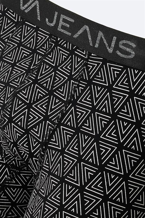 Siyah Desenli Pamuklu Tekli Boxer