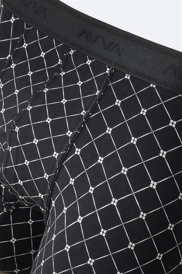 Siyah Desenli Pamuklu Tekli Boxer