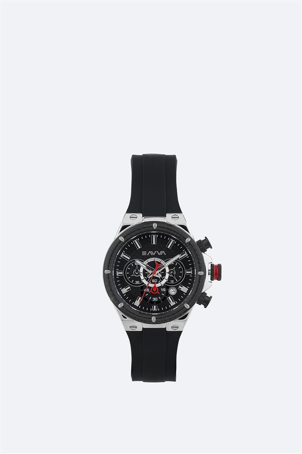 Siyah - Gümüş Hediye Kutulu Silikon Kordonlu Kol Saati