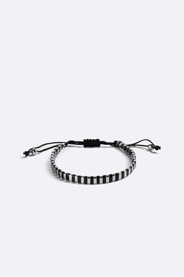 Siyah - Gümüş Taşlı Bileklik