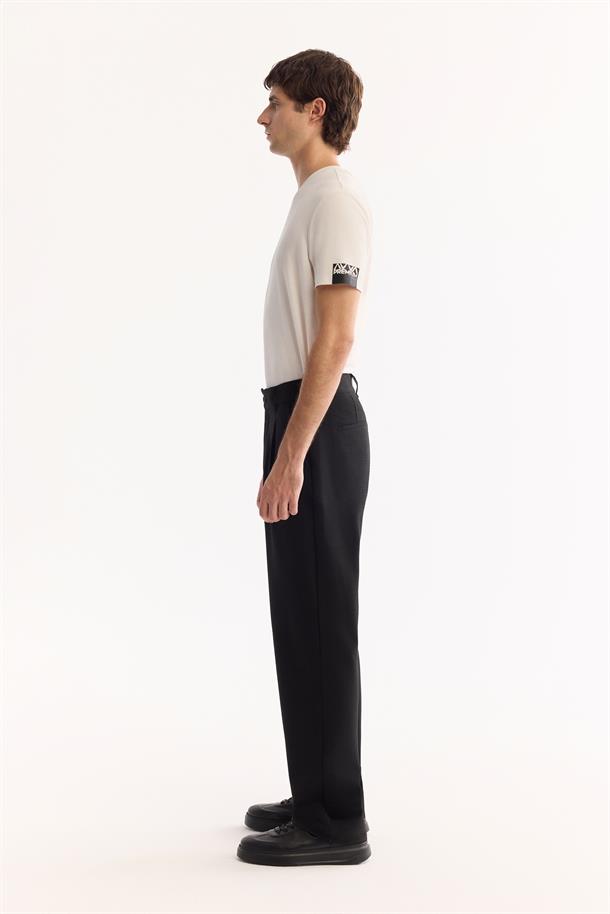 Siyah Klasik Bel Bi-Stretch Kolay Ütülenen Pantolon