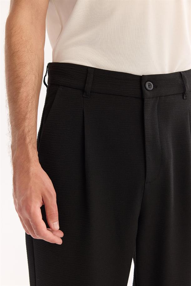 Siyah Klasik Bel Bi-Stretch Kolay Ütülenen Pantolon