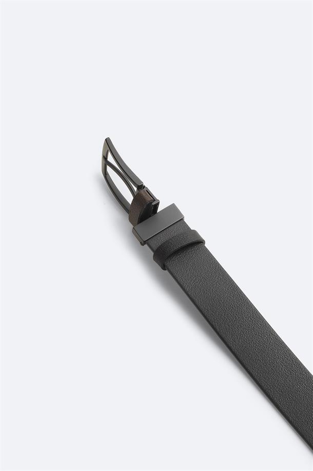 Siyah-Kahve %100 Deri Çift Taraflı Kemer