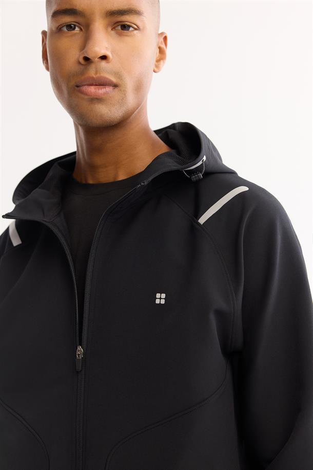 Siyah Kapüşonlu Fermuarlı Bi-Stretch Sweatshirt