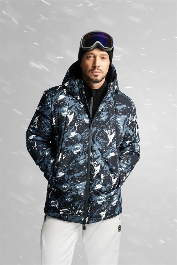 Black Hooded Water Repellent Windproof Ski Jacket Resistant to -15°C