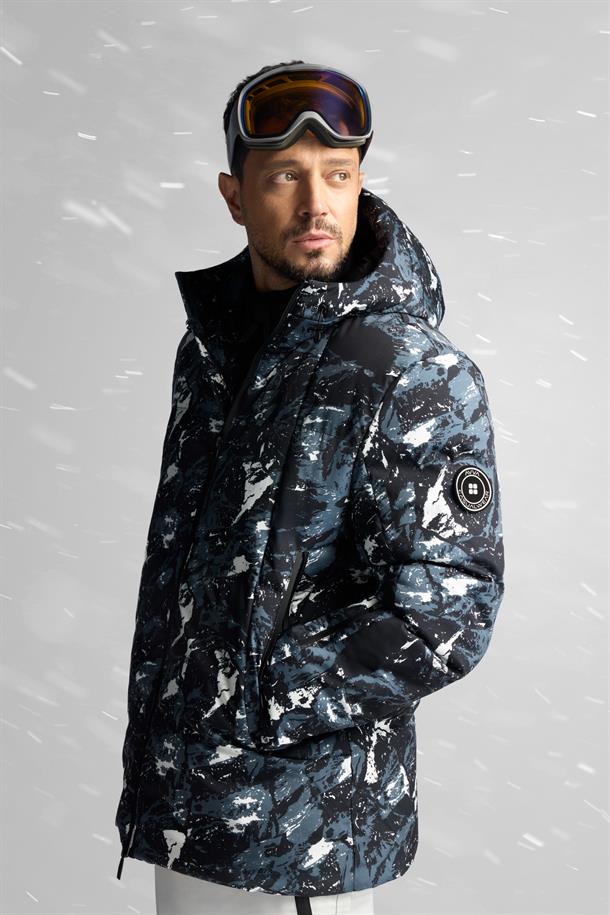 Black Hooded Water Repellent Windproof Ski Jacket Resistant to -15°C