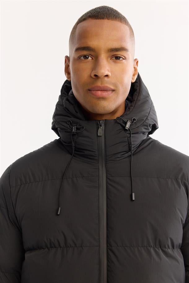 Black Hooded Padded Jacket