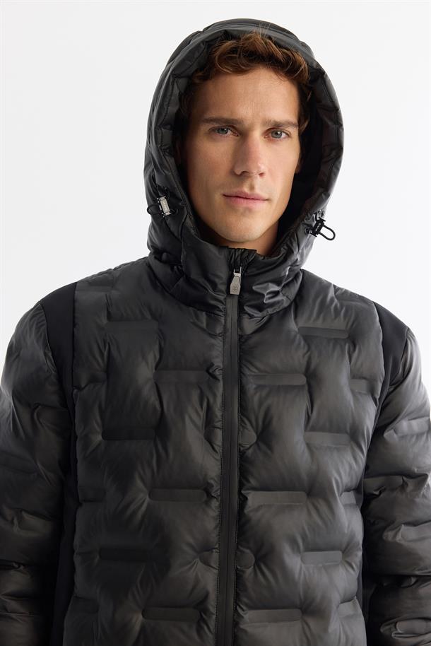 Black Hooded Padded Jacket