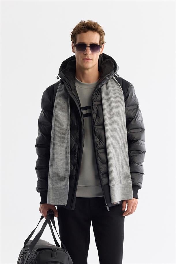 Black Hooded Padded Jacket