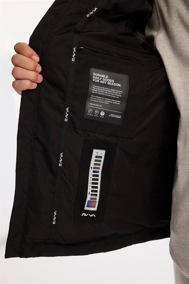 Black Hooded Goose Down Puffer Jacket