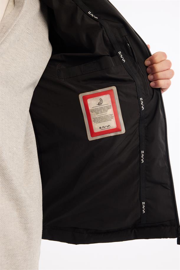 Black Hooded Goose Down Puffer Jacket