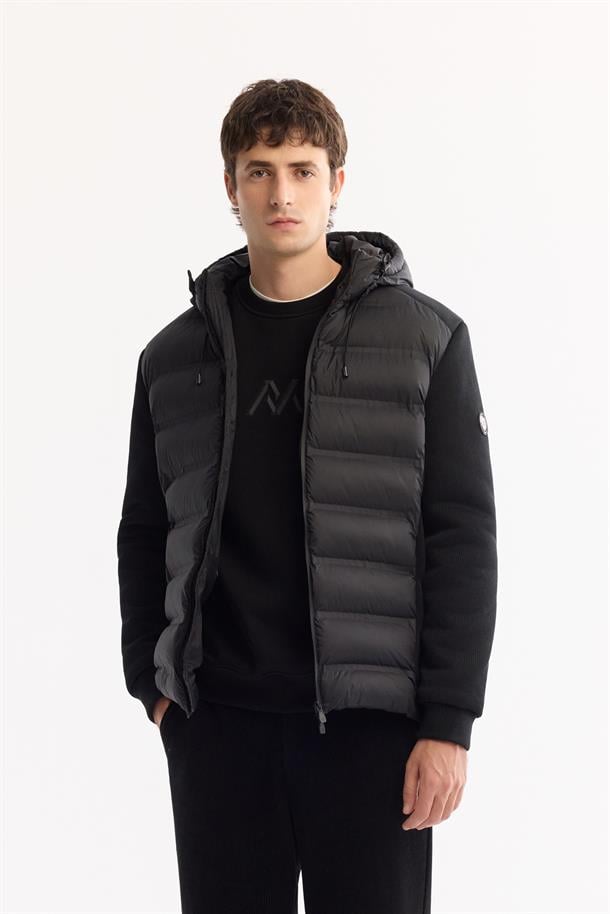 Black Hooded Water Repellent Puffer Jacket Resistant to -5°C