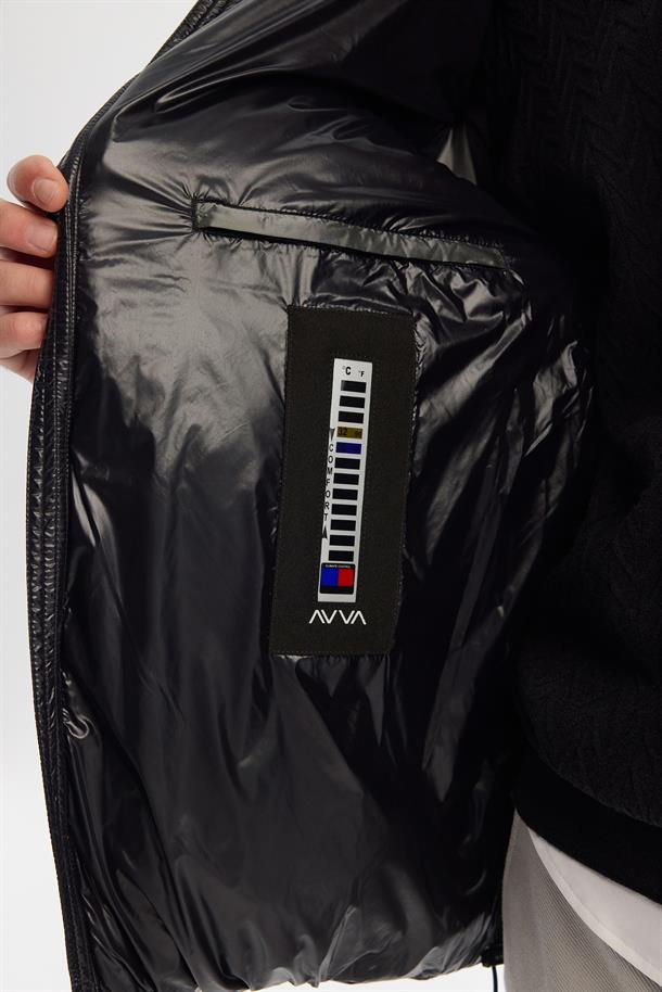 Black Windproof Hooded Puffer Jacket