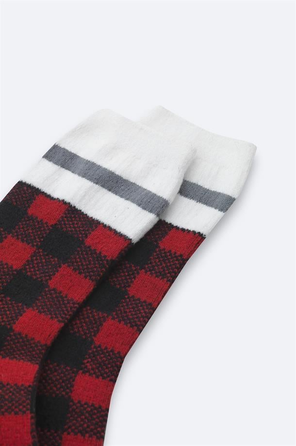 Siyah-Kırmızı Soft Touch Soket Çorap