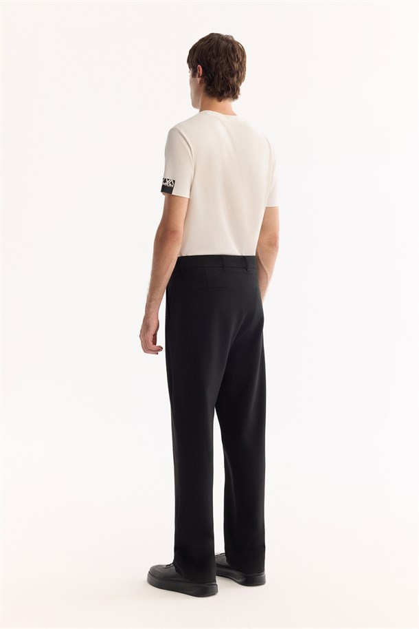 Black Classic Waist Bi-Stretch Easy-Iron Pants