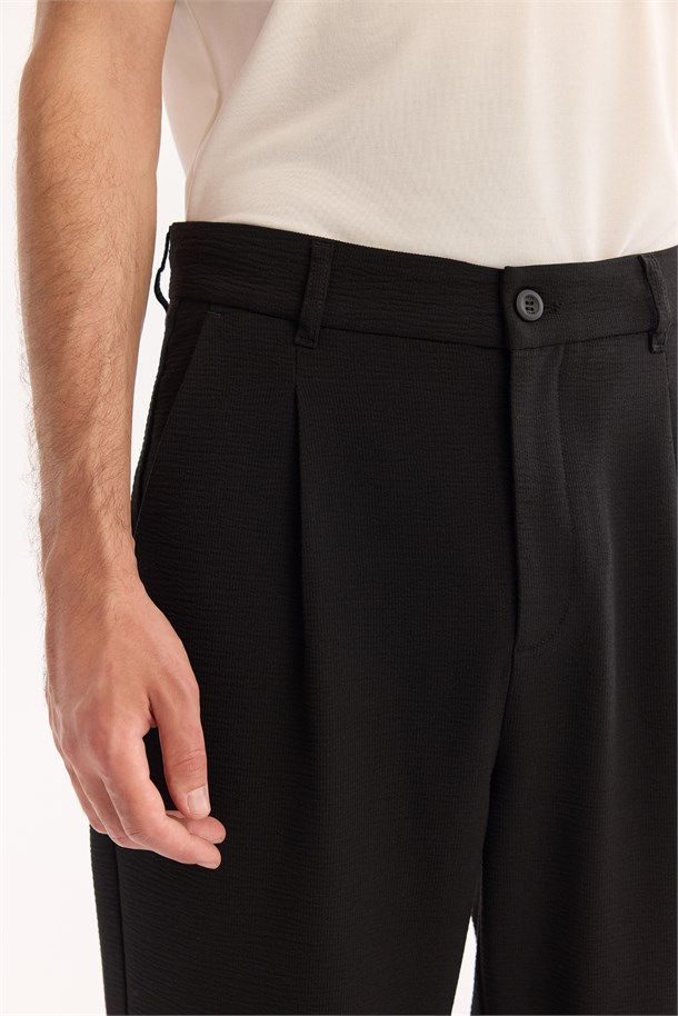 Black Classic Waist Bi-Stretch Easy-Iron Pants